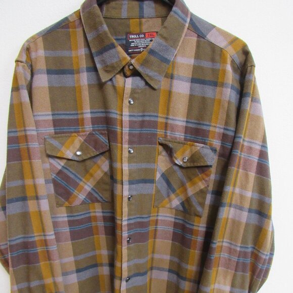 Troll Co Multicolor Plaid Pearl Snap Long Sleeve Pearl Snap Shirt 2XL - Picture 1 of 3